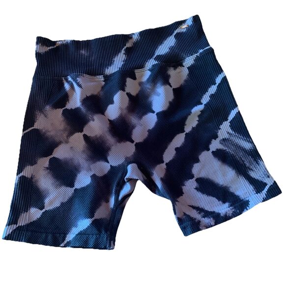 Pink Active Bike Gym Shorts Sz Large Ribbed Textured Athletic Workout Black Gray - Picture 1 of 12